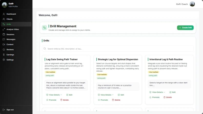 Drills creation and practice plans